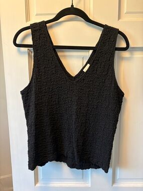 a new day black textured v-neck tank top